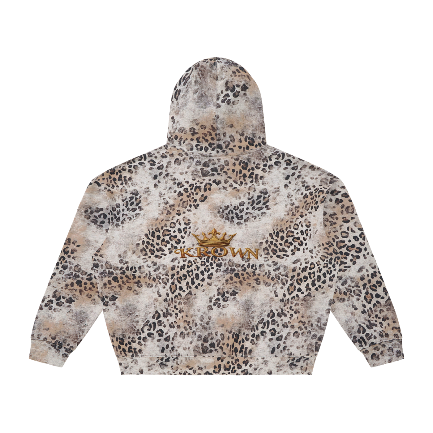 Biba Krown Empire Unisex Vintage Wash Leopard Full Zip Hoodie