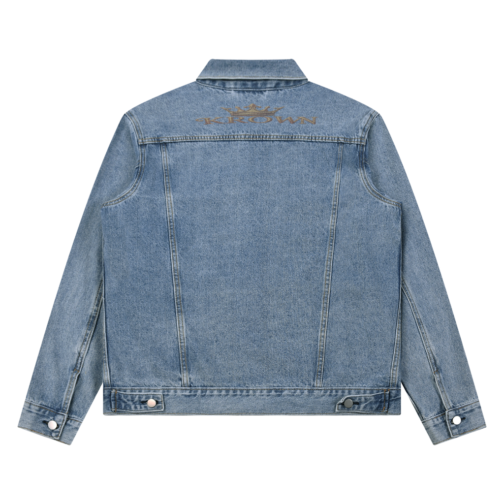 Unisex Vintage Wash Denim Jacket BIBE Krown Empire Denim Jacket