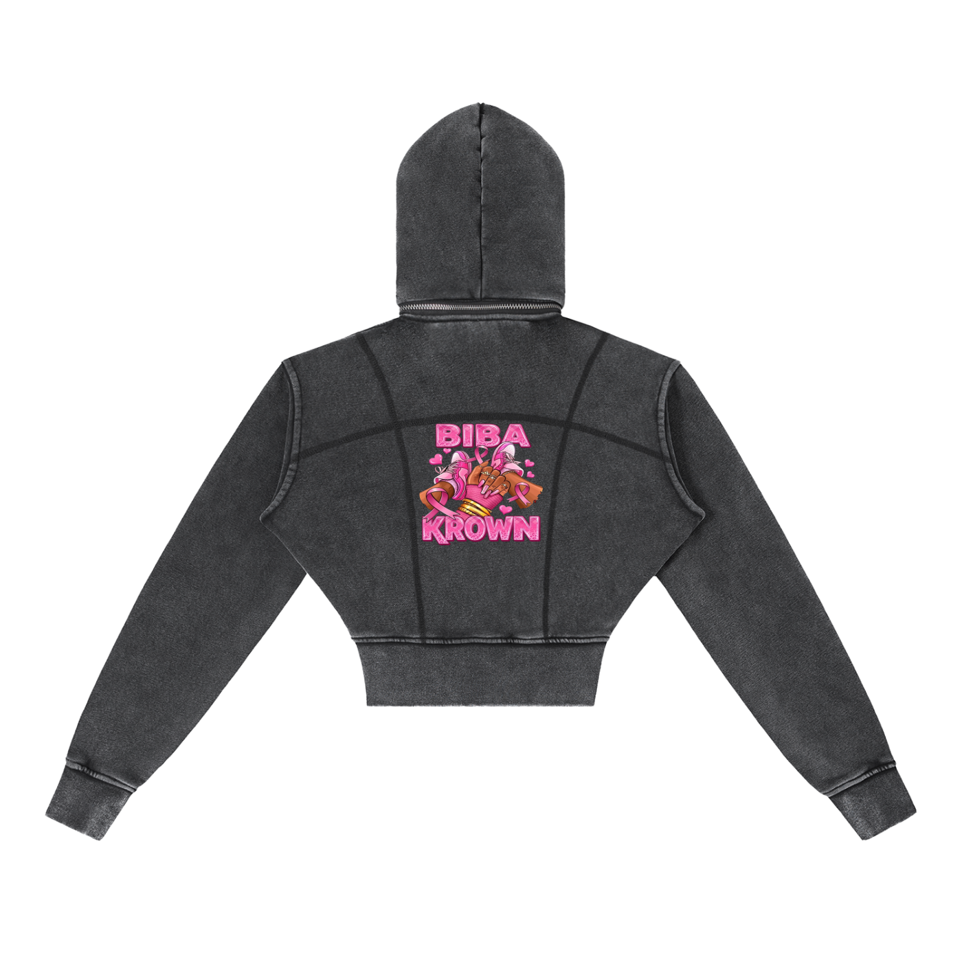 Biba Krown Empire Vintage Washed Cropped Fleece Hoodie
