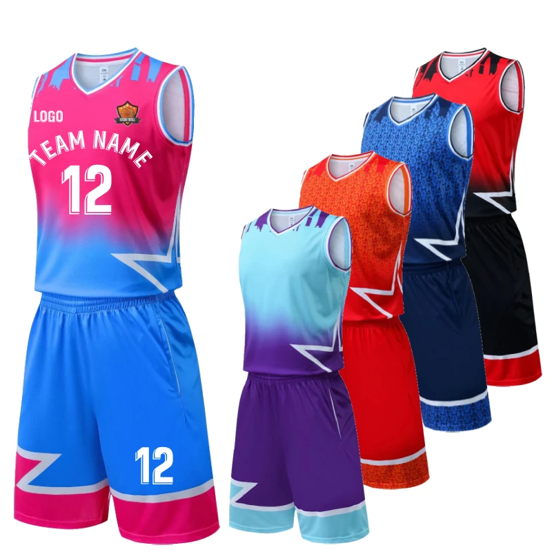 Krown Custom Basketball Jersey Set Star Design Team Uniform for Men Women Kids