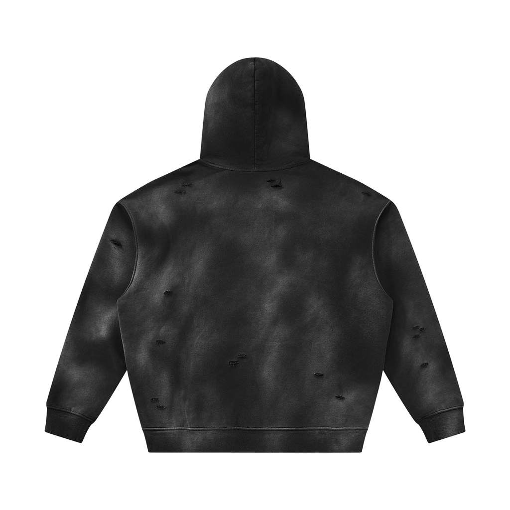 Biba Krown Empire Unisex Sunfade Frayed Fleece Hoodie
