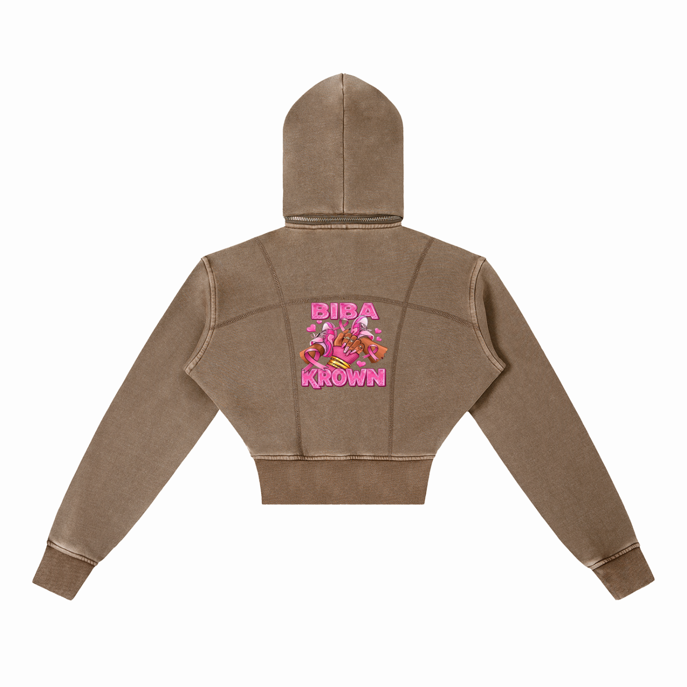 Biba Krown Empire Vintage Washed Cropped Fleece Hoodie