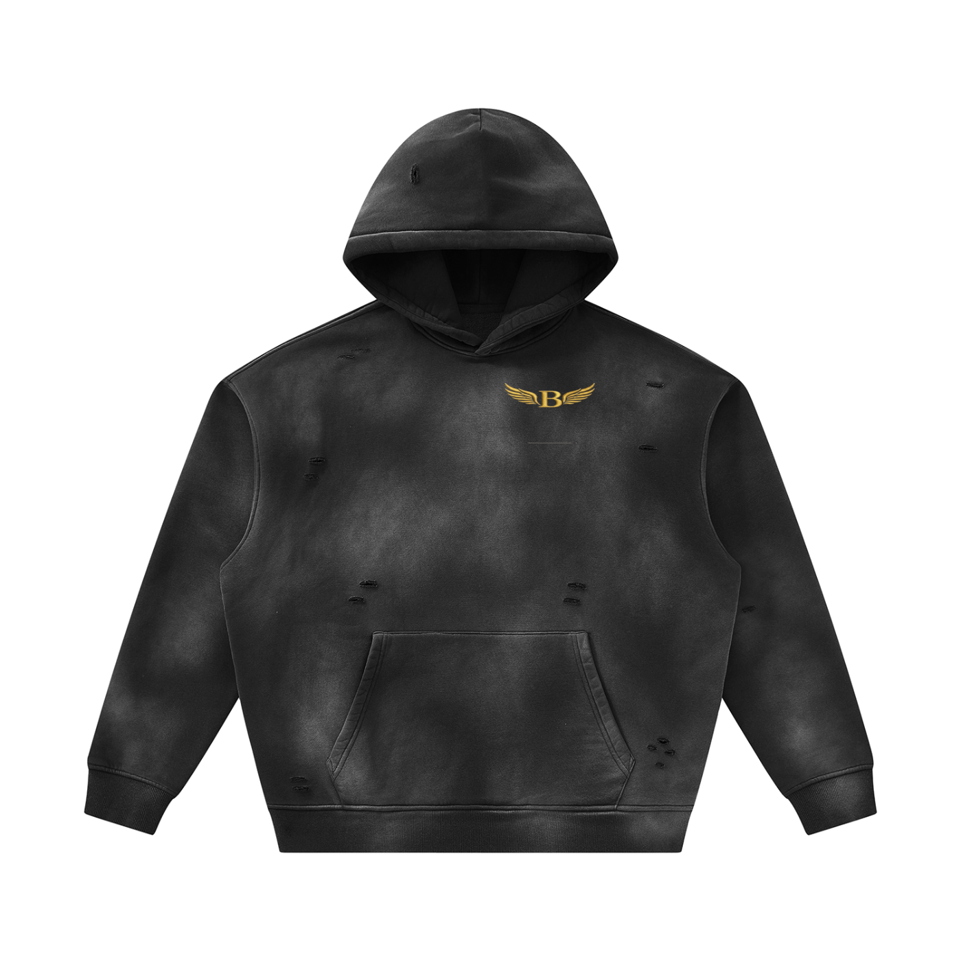 Biba Krown Empire Unisex Sunfade Frayed Fleece Hoodie