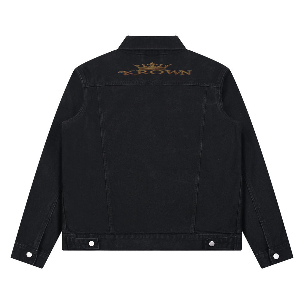 Unisex Vintage Wash Denim Jacket BIBE Krown Empire Denim Jacket
