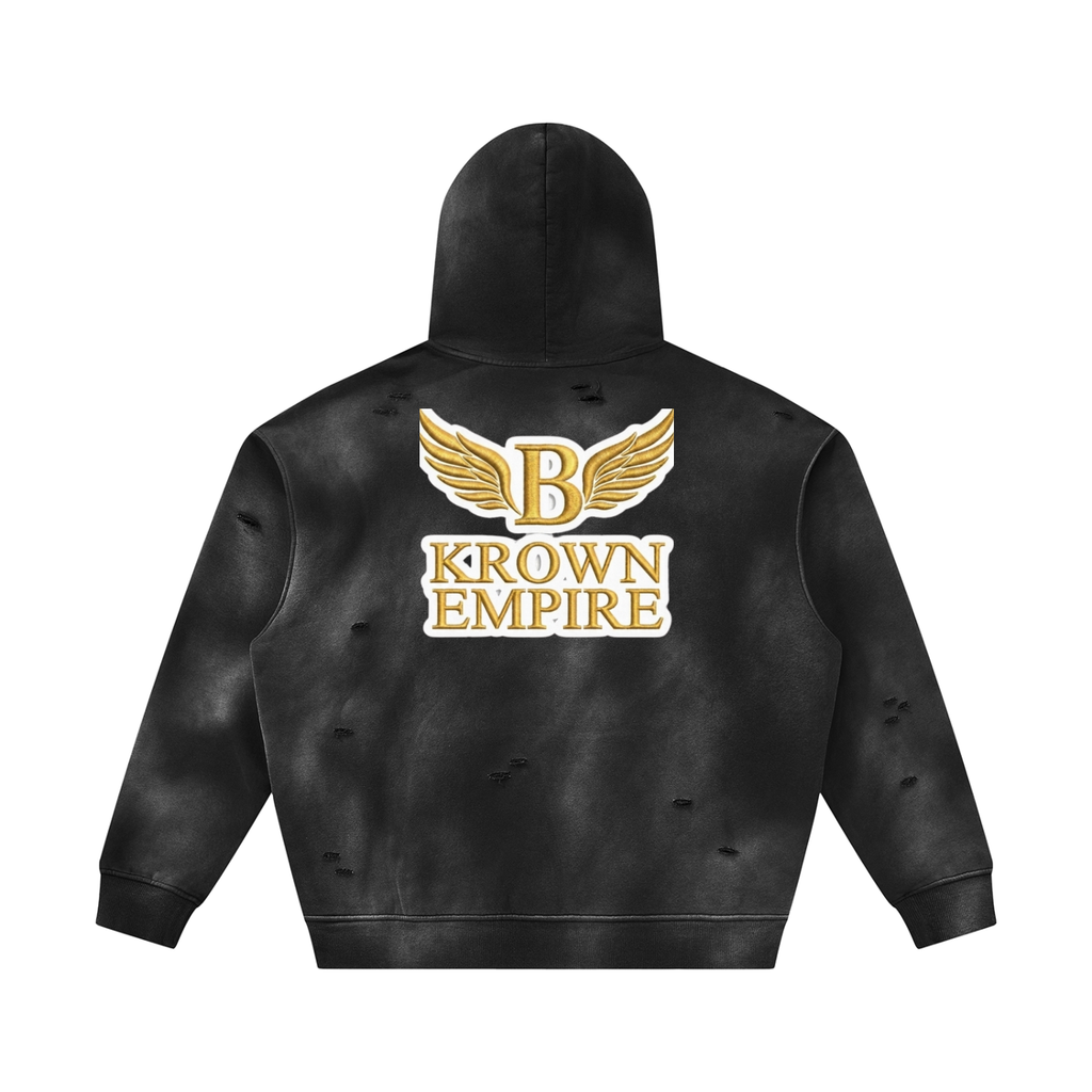 Unisex Sunfade Frayed Fleece Hoodie