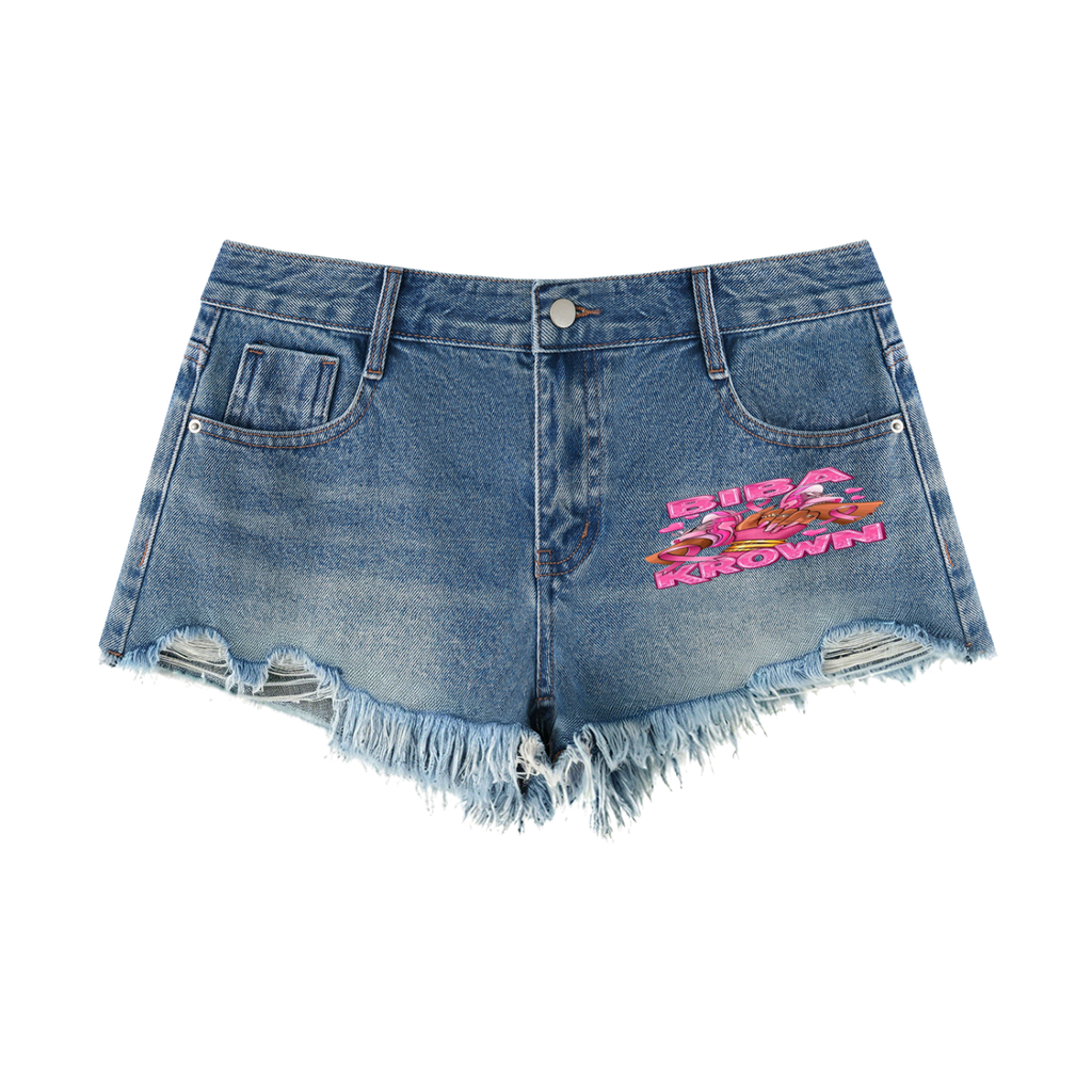 Biba Krown Empire Women's Vintage Wash Raw Hem Denim Shorts