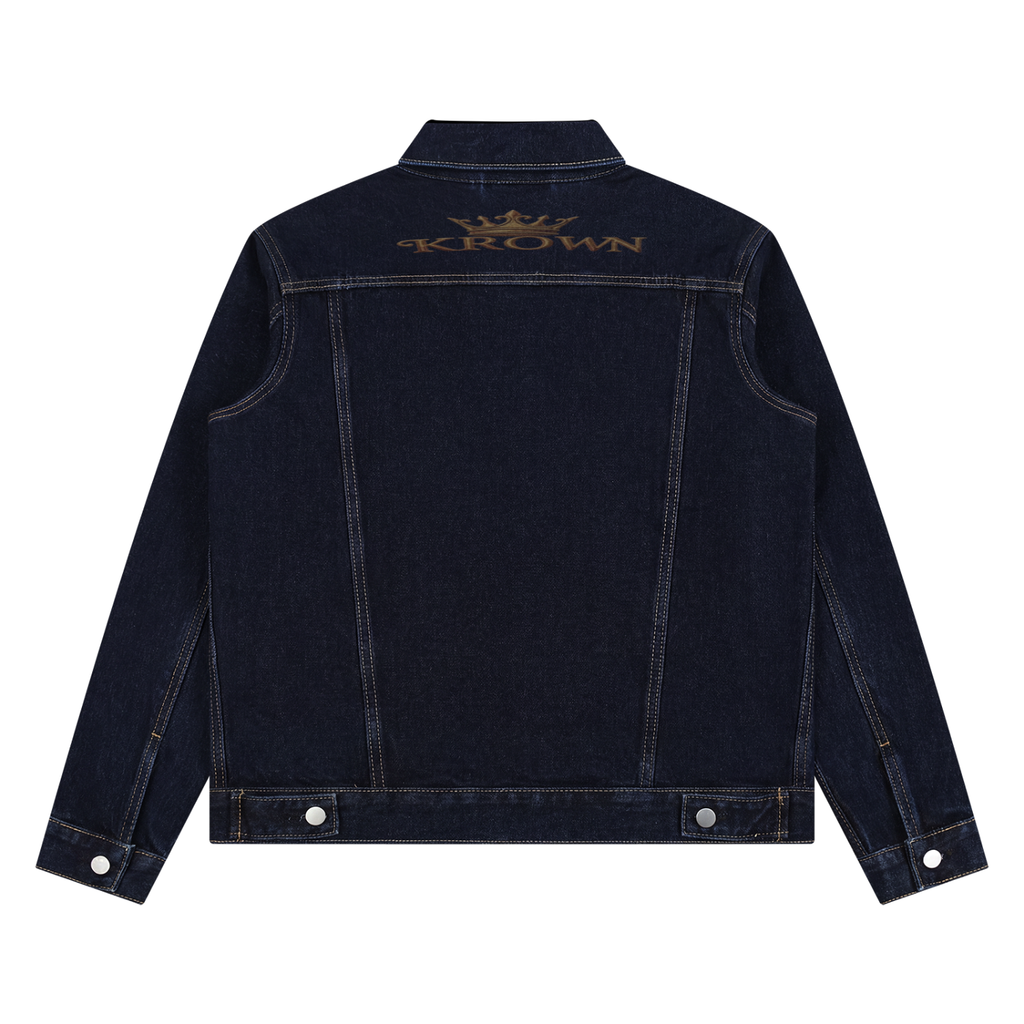 Unisex Vintage Wash Denim Jacket BIBE Krown Empire Denim Jacket