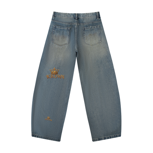 Biba Krown Empire Men's Distressed Barrel Leg Jeans