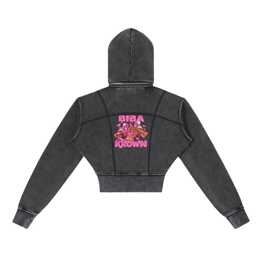 Vintage Washed Cropped Fleece Hoodie