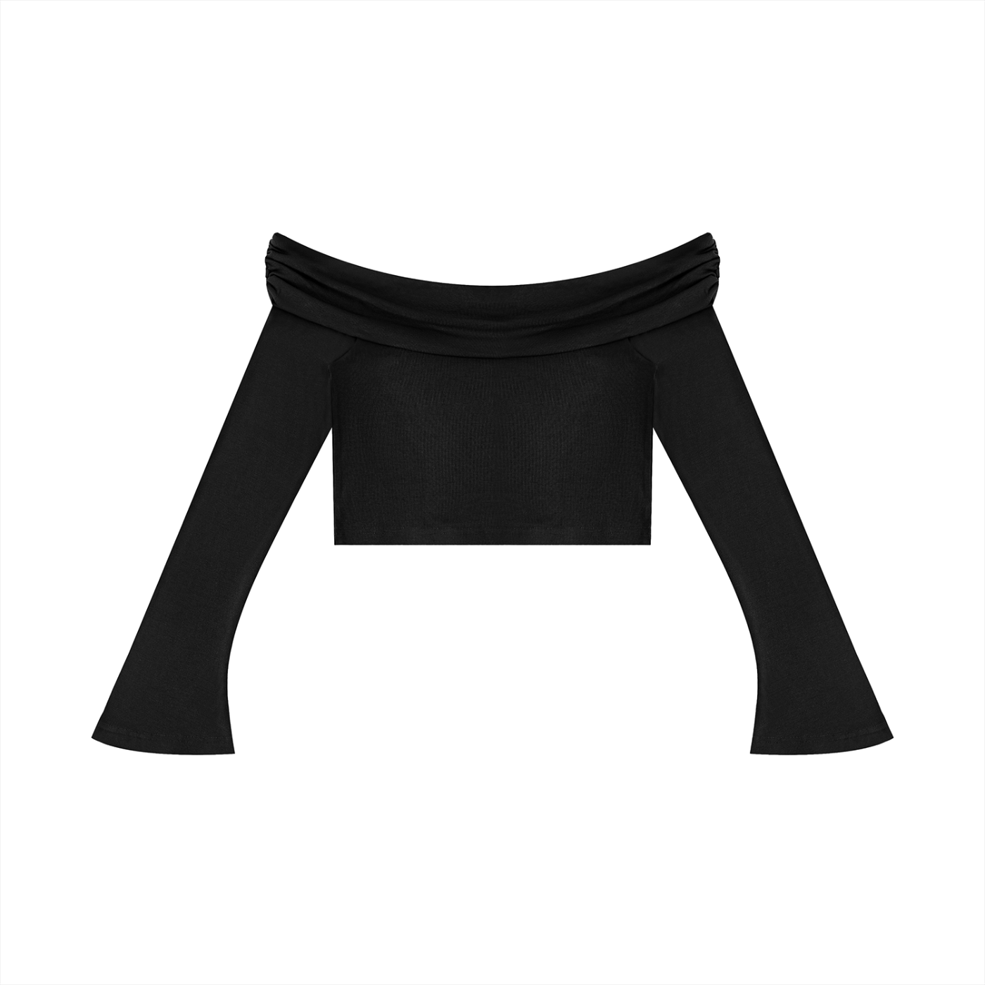 Krown Women's Off-the-Shoulder Bell Sleeve Crop T-Shirt
