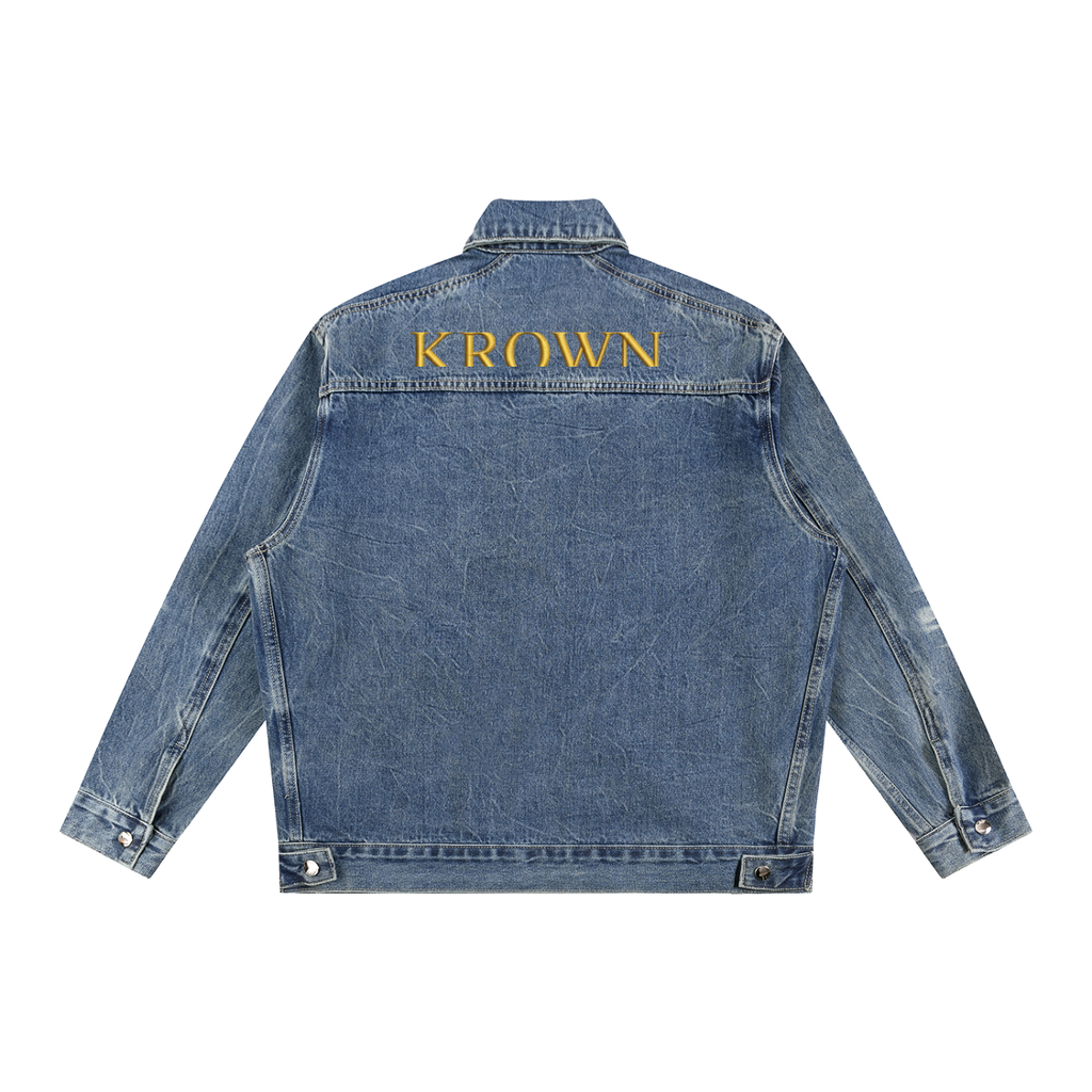 Vintage Wash Zip Up Denim Jacket