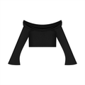 Krown Women's Off-the-Shoulder Bell Sleeve Crop T-Shirt