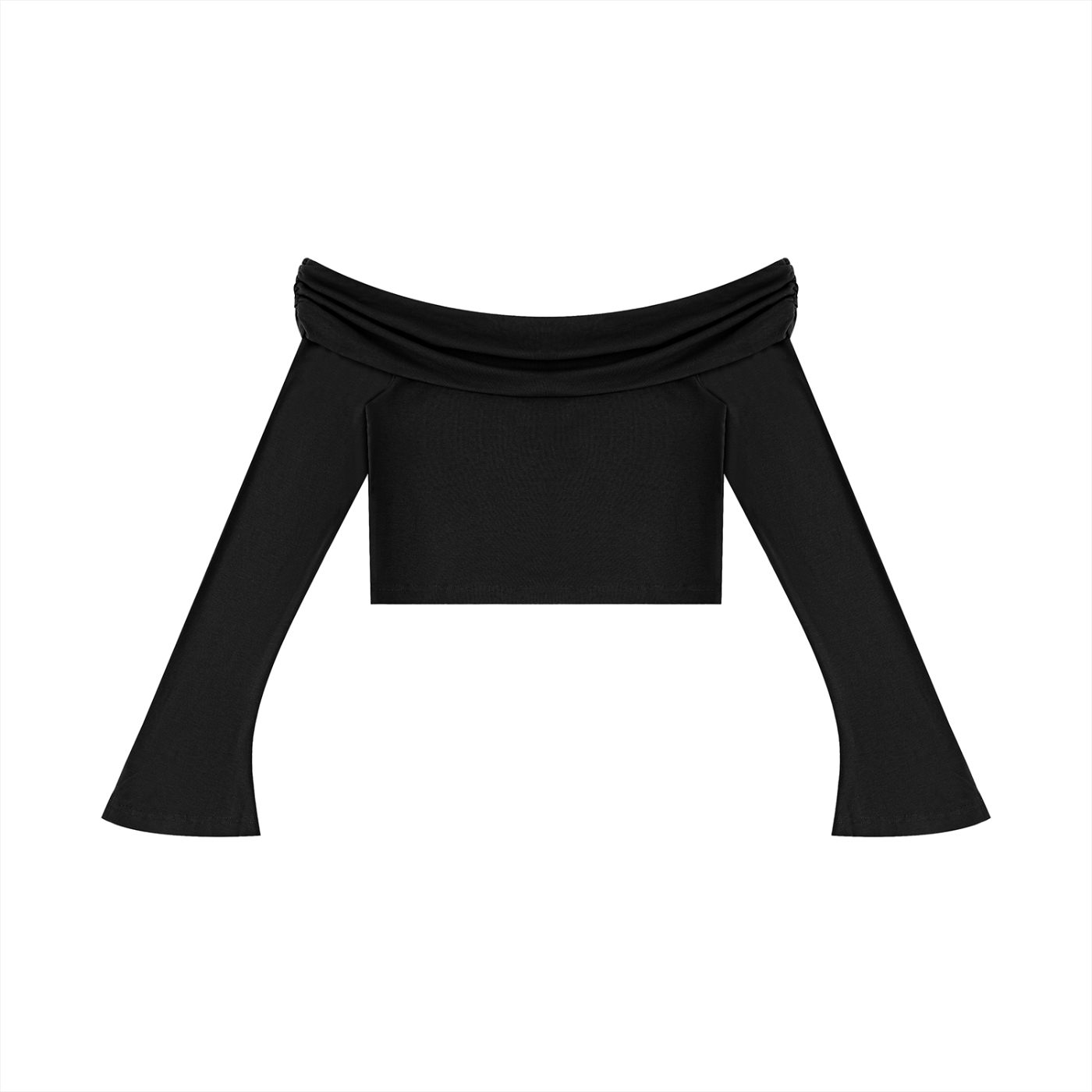 Krown Women's Off-the-Shoulder Bell Sleeve Crop T-Shirt