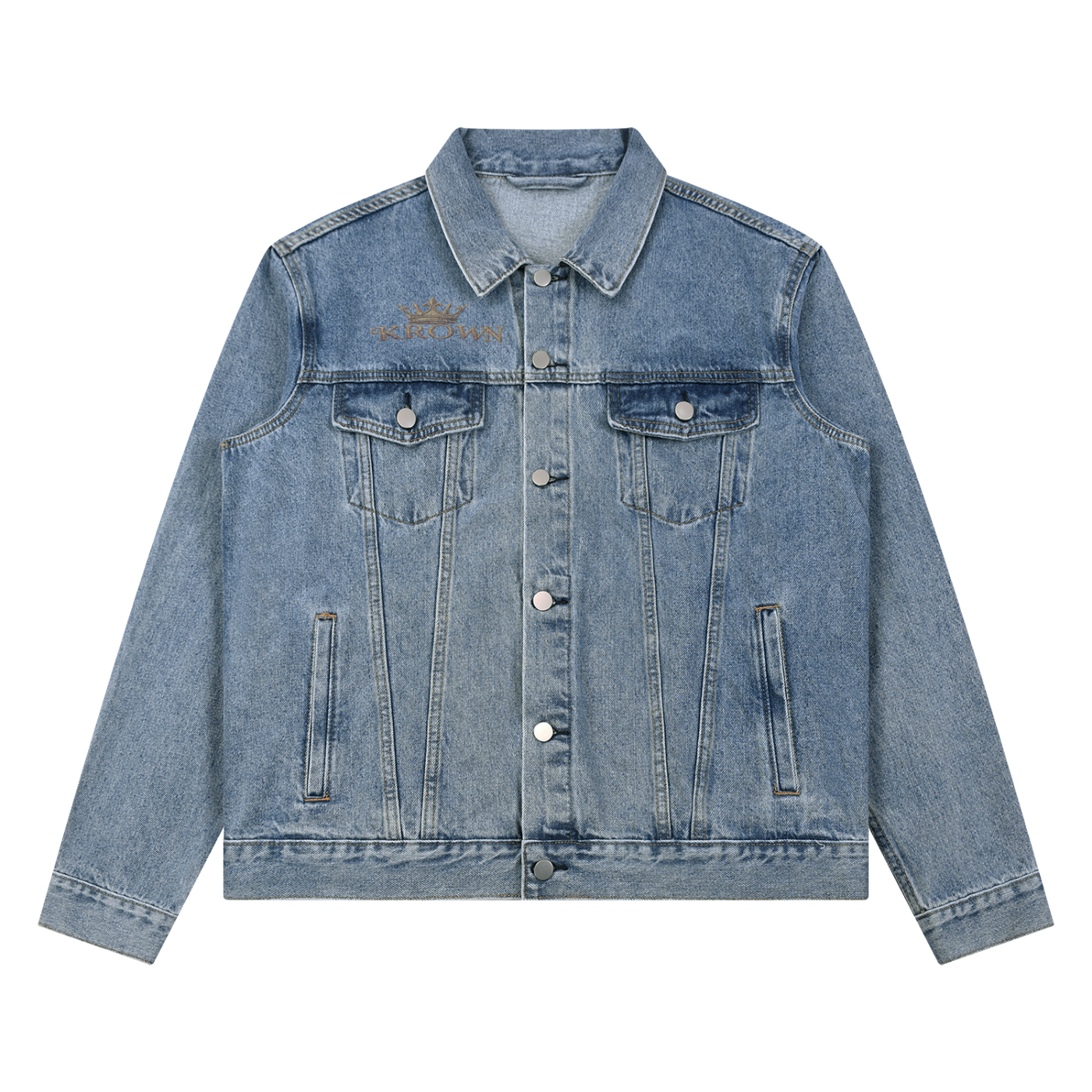 Unisex Vintage Wash Denim Jacket BIBE Krown Empire Denim Jacket