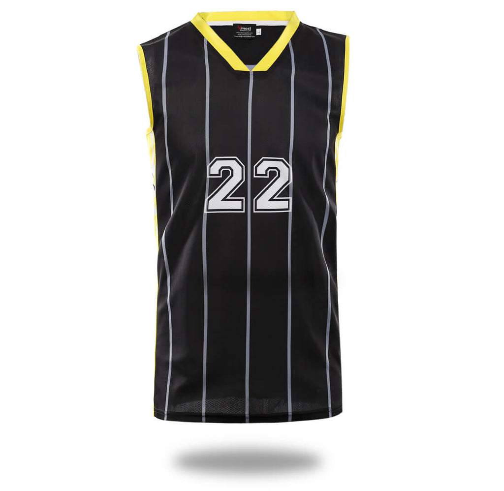 Krown Custom Black Stripe Basketball Jersey and Shorts