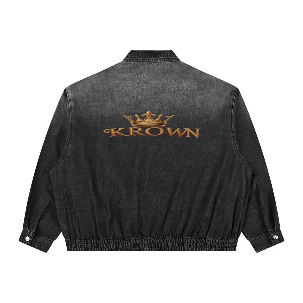 Biba Krown Empire Unisex Vintage Wash Full-Zip Denim Jacket