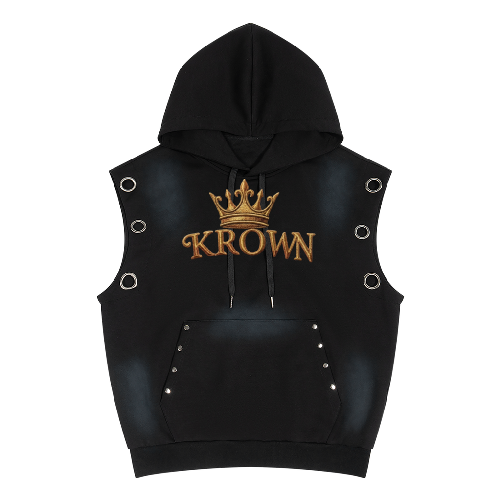 BIBE KROWN Empire Vintage Sun Fade Sleeveless Hoodie Unisex Vintage Wash Sun Fade Sleeveless Hoodie