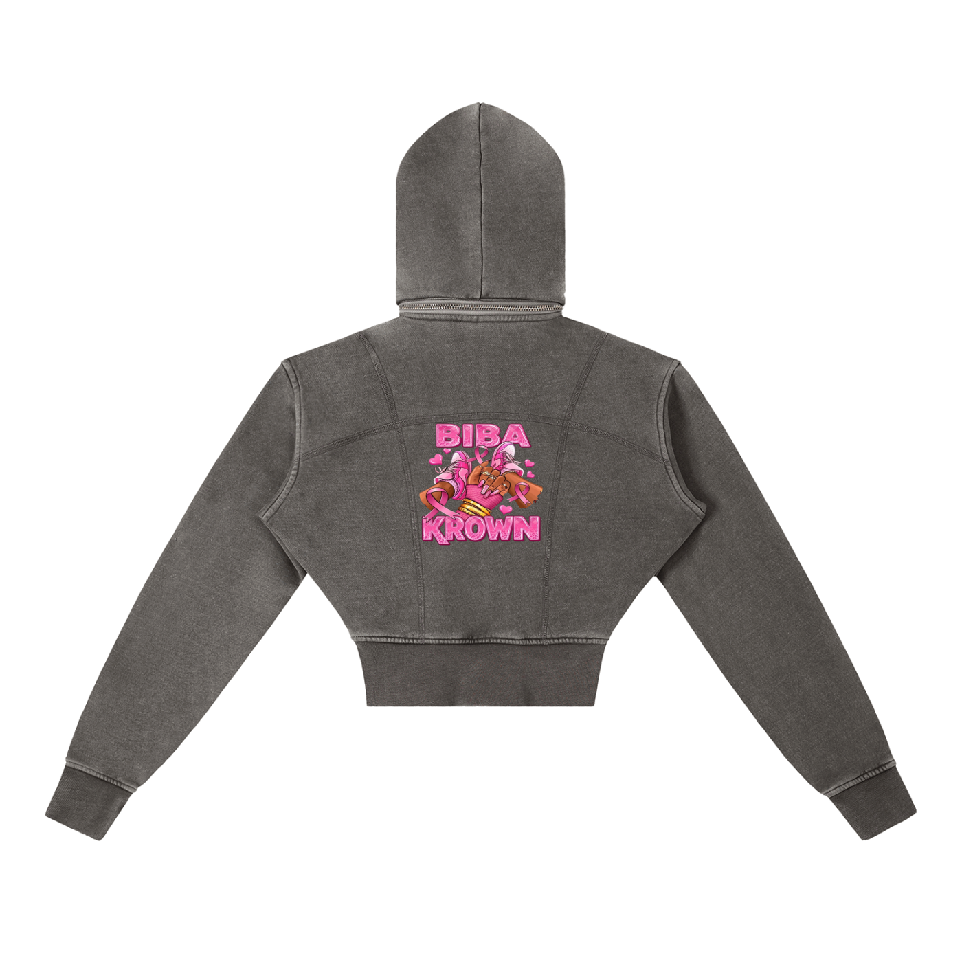 Biba Krown Empire Vintage Washed Cropped Fleece Hoodie