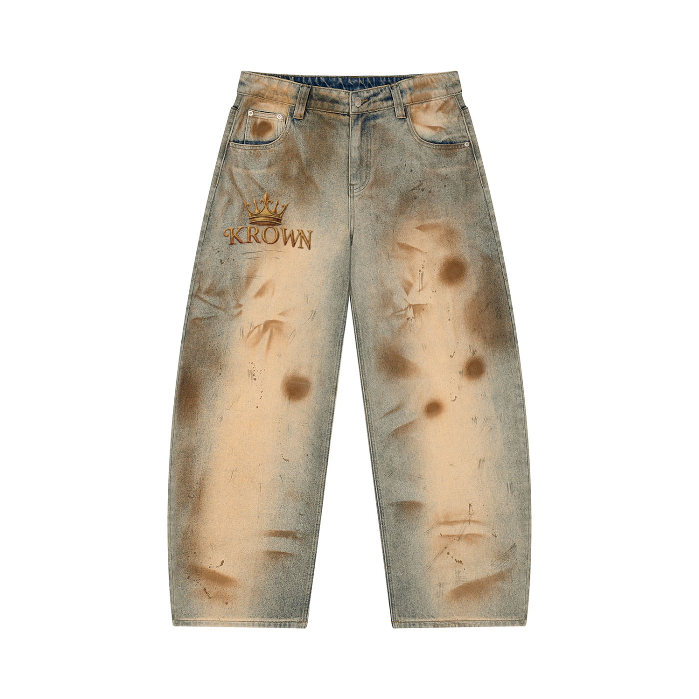 Men’s Vintage Wash Barrel Leg Jeans BIBE KROWN Empire Men's Vintage Wash Jeans