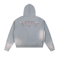 Krown Sun Fade Frayed Raw Edge Fleece Zip Hoodie