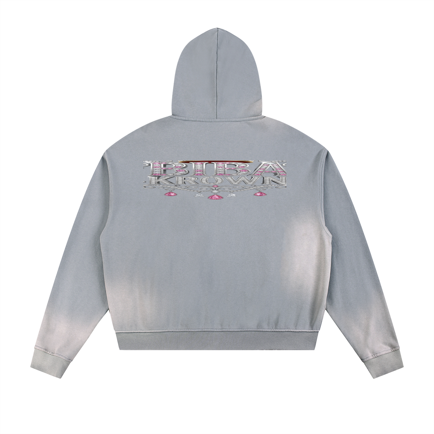 Krown Sun Fade Frayed Raw Edge Fleece Zip Hoodie