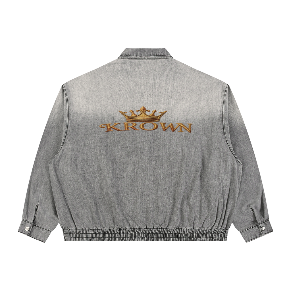 Biba Krown Empire Unisex Vintage Wash Full-Zip Denim Jacket