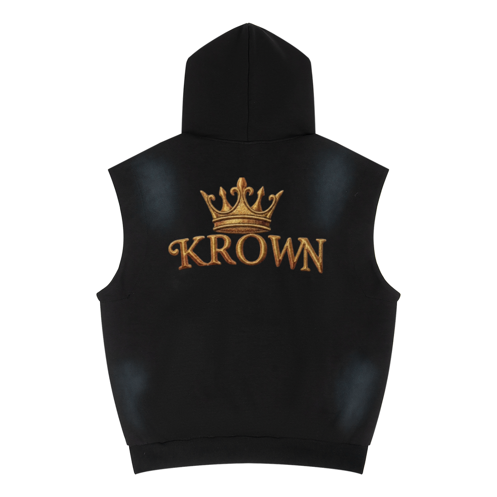 BIBE KROWN Empire Vintage Sun Fade Sleeveless Hoodie Unisex Vintage Wash Sun Fade Sleeveless Hoodie