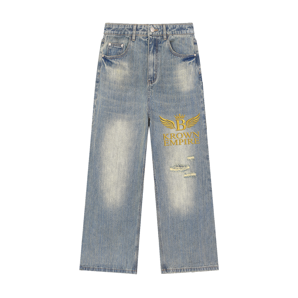 Vintage Wash Distressed Denim Jeans