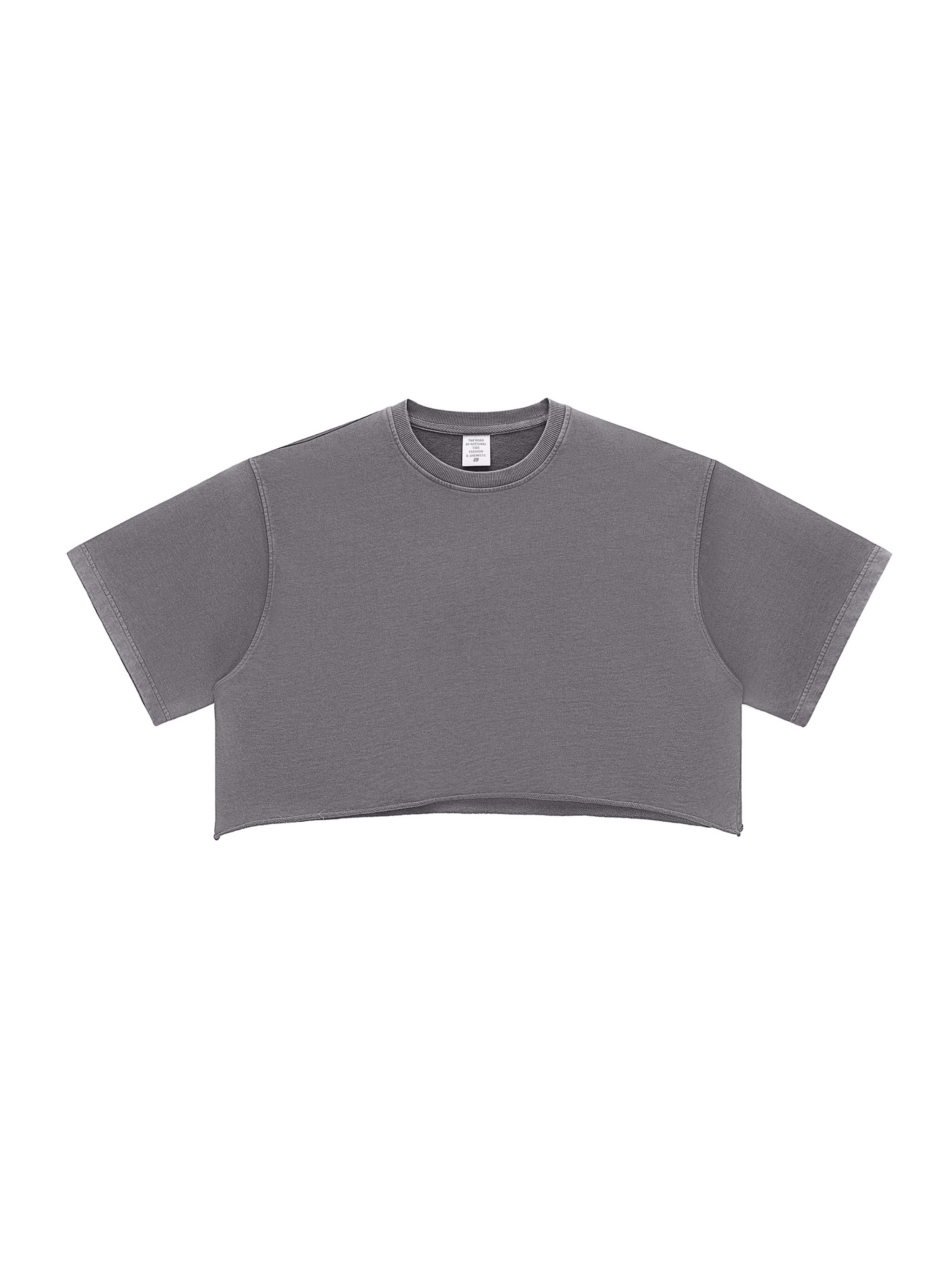 Krown Snow Washed Raw Edge Crop Top