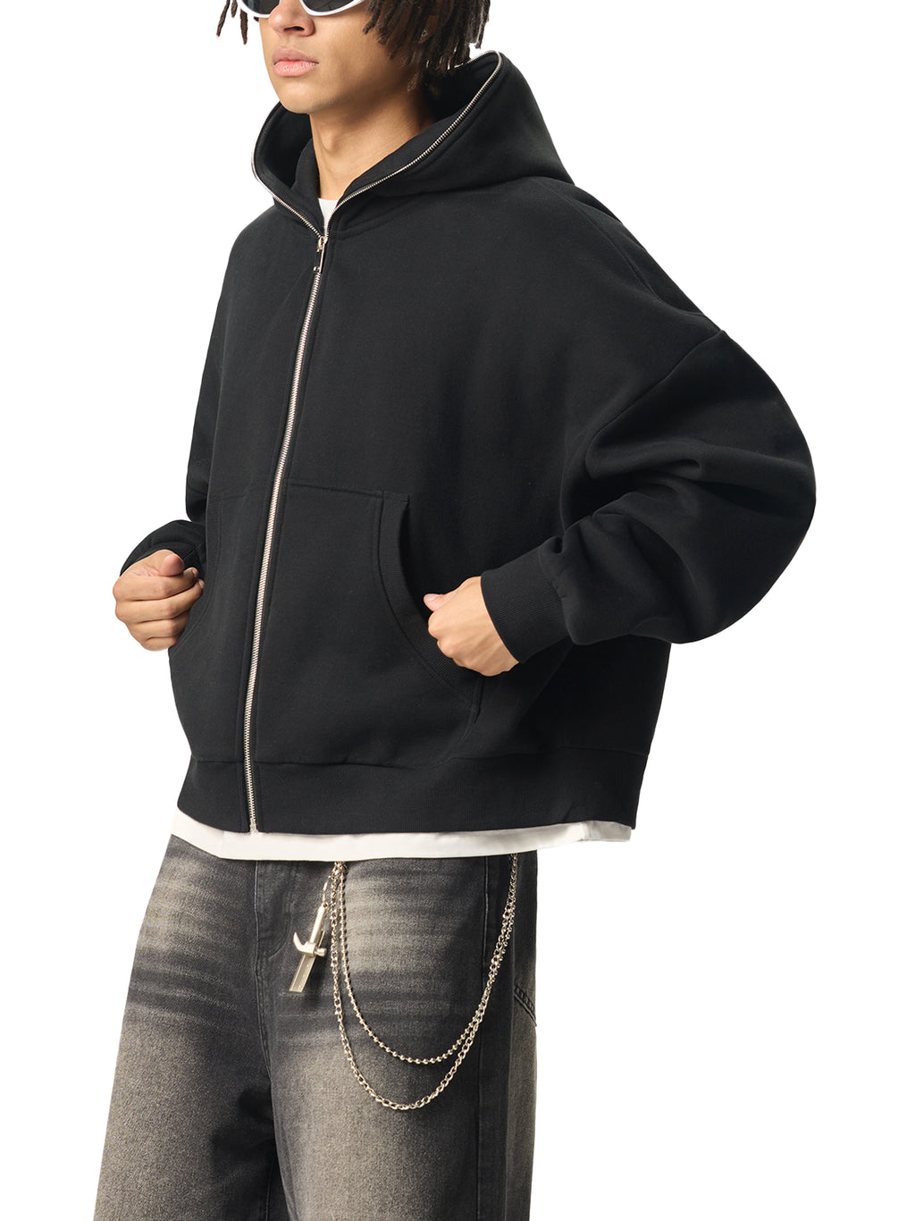 Biba Krown Empire Fleeced Full-Zip Boxy Hoodie