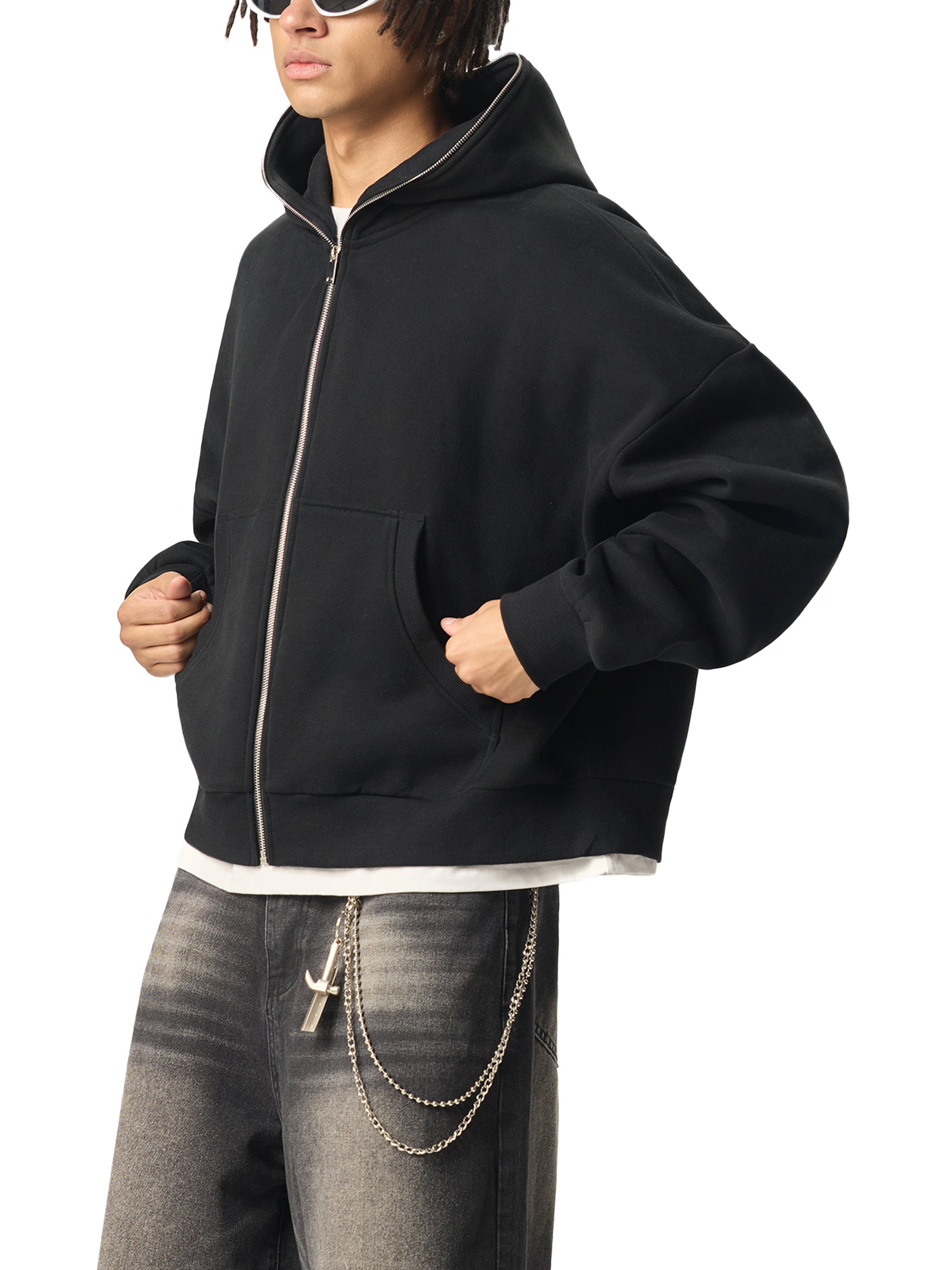 Biba Krown Empire Fleeced Full-Zip Boxy Hoodie