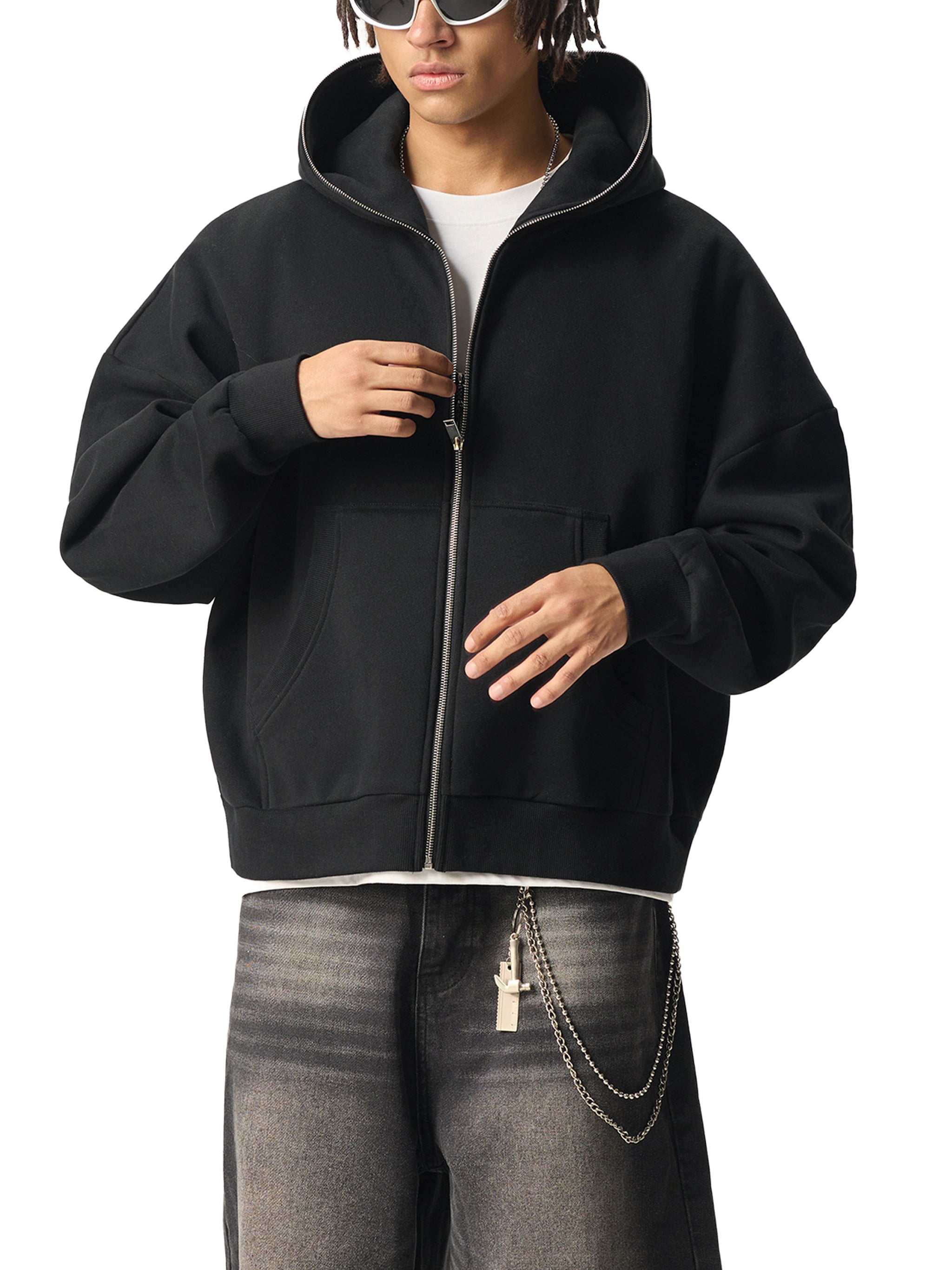 Biba Krown Empire Fleeced Full-Zip Boxy Hoodie