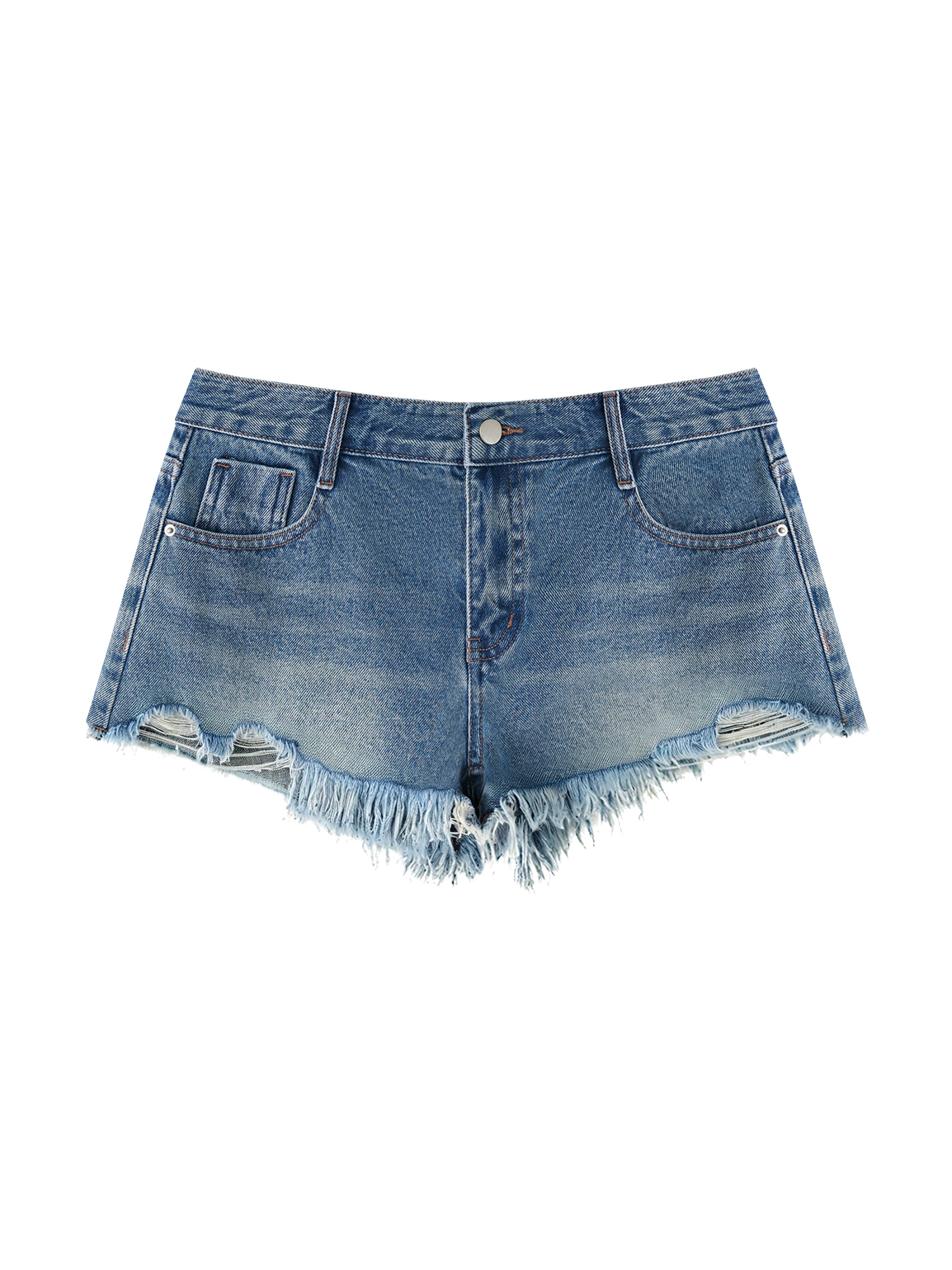Biba Krown Empire Women's Vintage Wash Raw Hem Denim Shorts