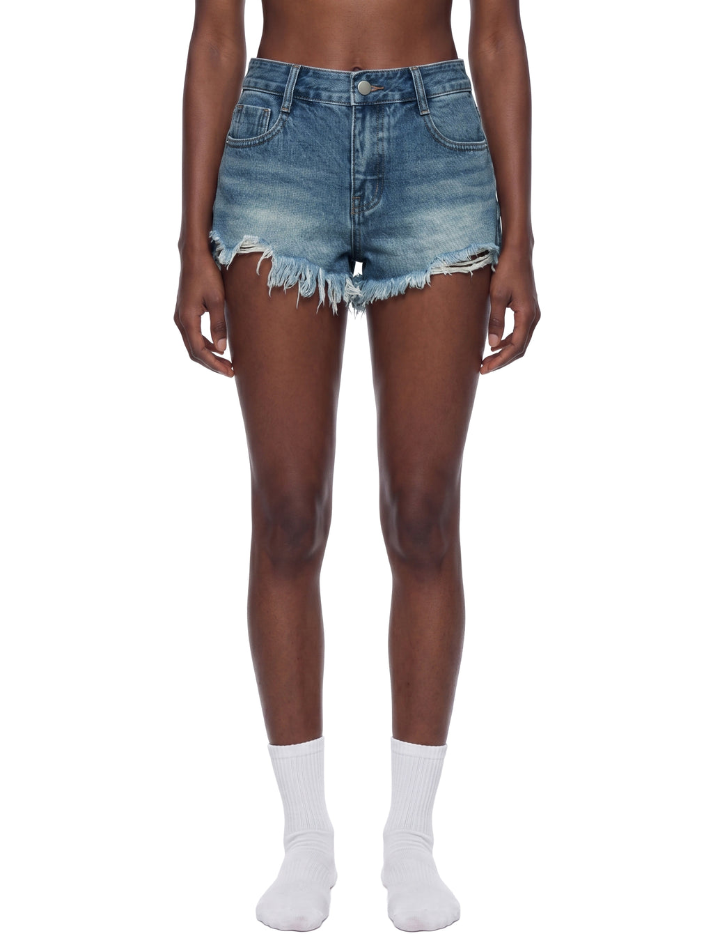 Biba Krown Empire Women's Vintage Wash Raw Hem Denim Shorts