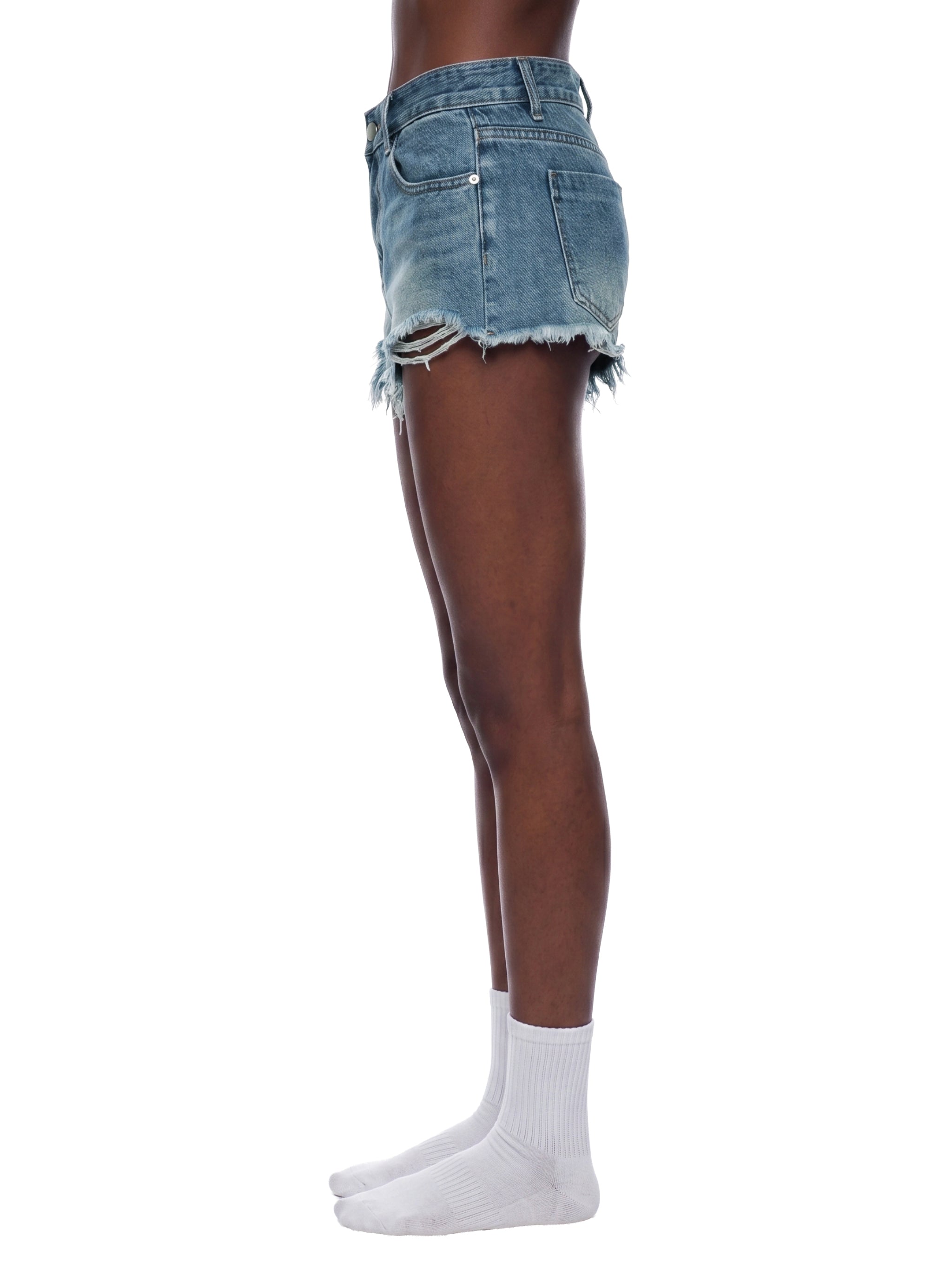 Biba Krown Empire Women's Vintage Wash Raw Hem Denim Shorts