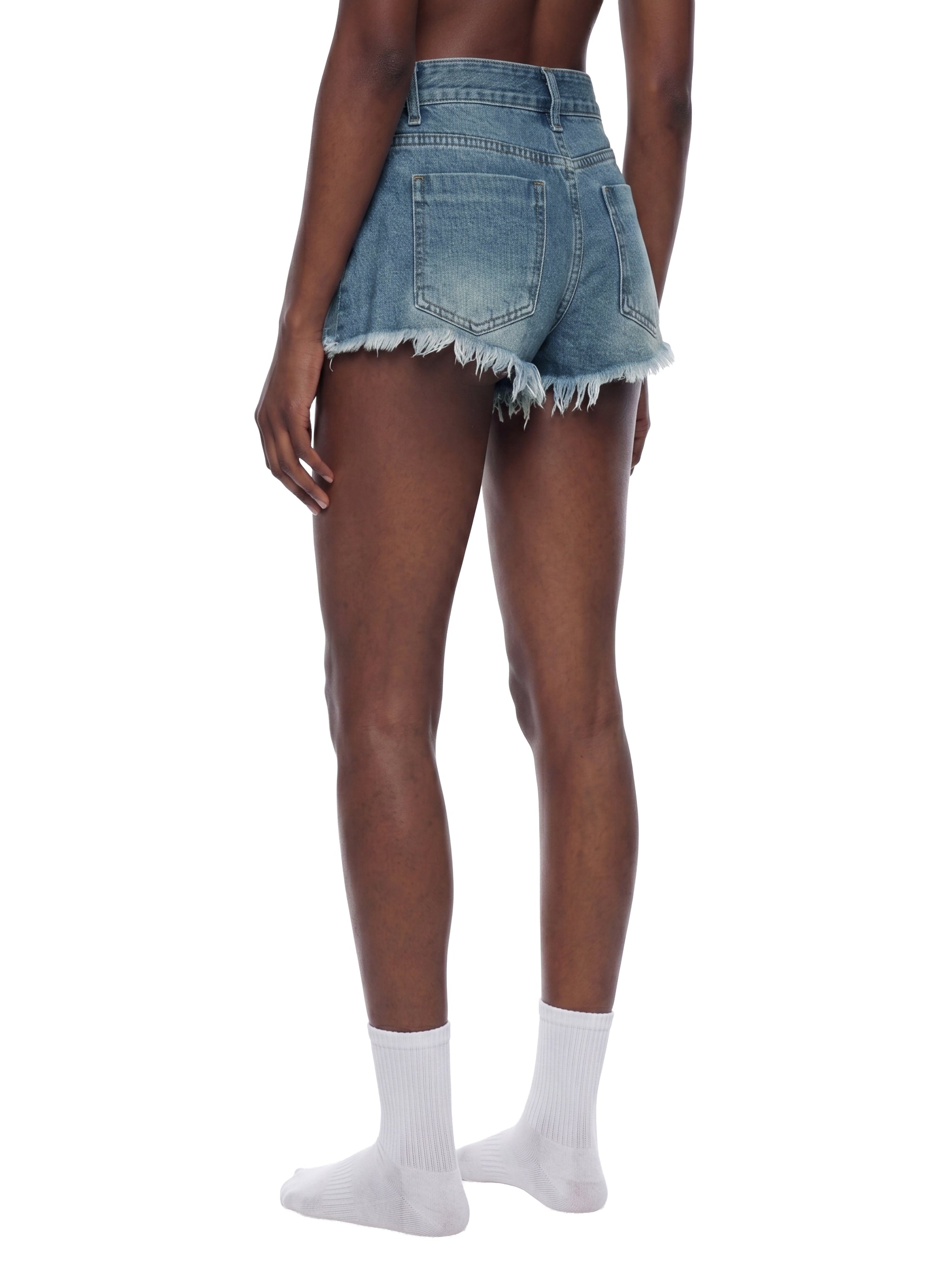 Biba Krown Empire Women's Vintage Wash Raw Hem Denim Shorts