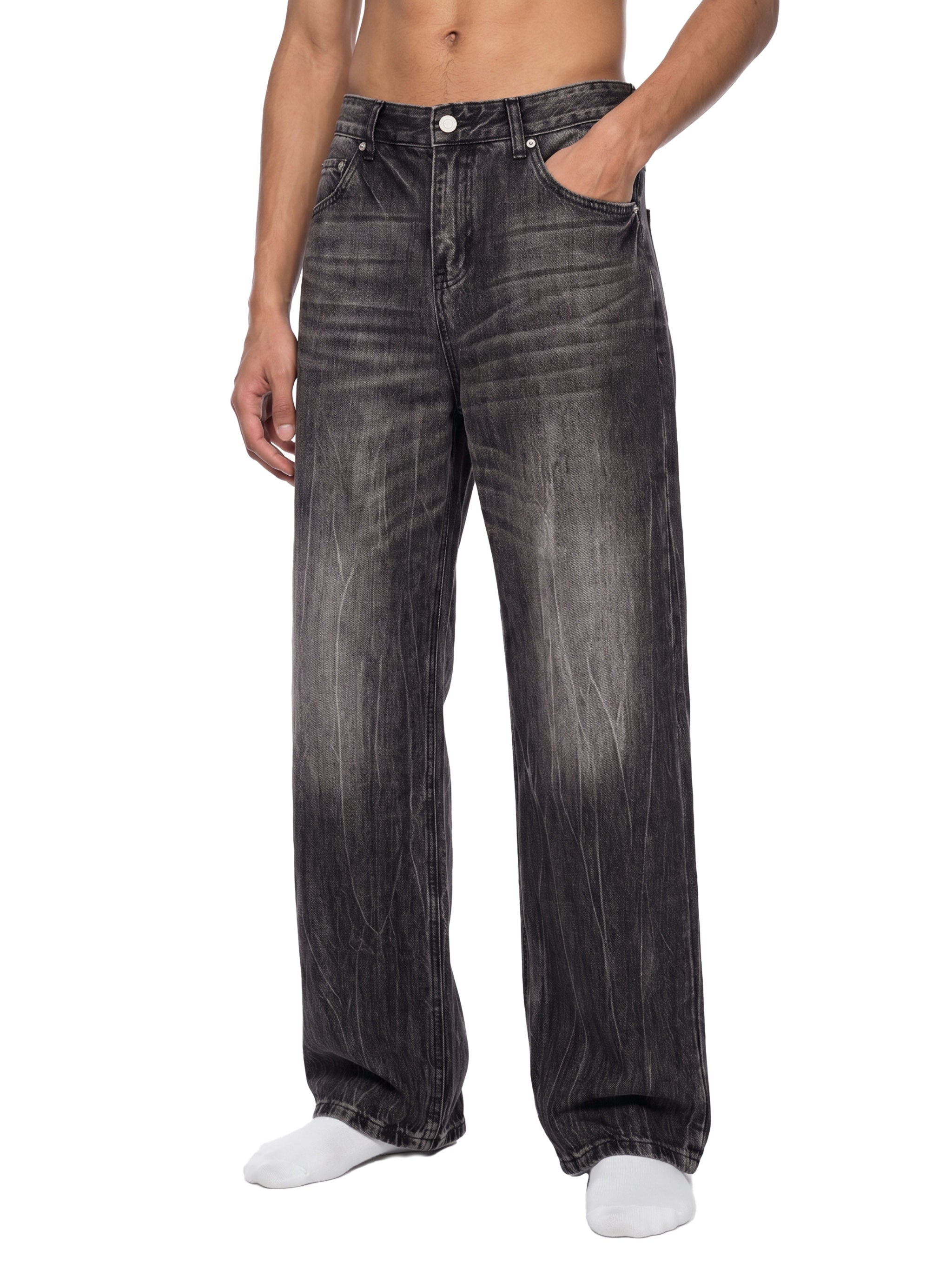 Biba Krown Empire Men’s Vintage Wash Wide Leg Jeans