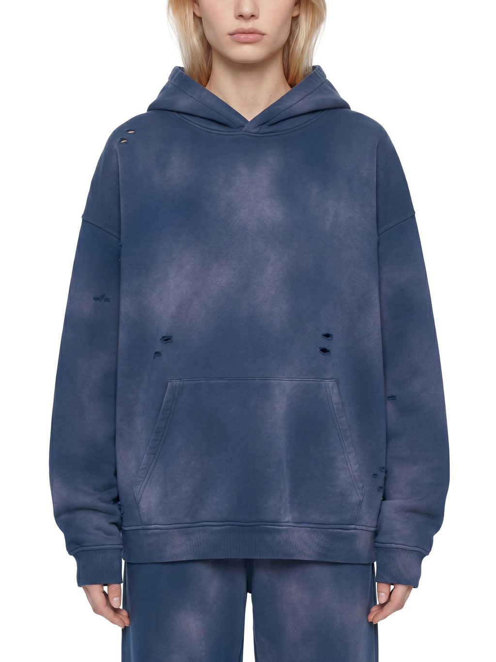 Biba Krown Empire Unisex Sunfade Frayed Fleece Hoodie