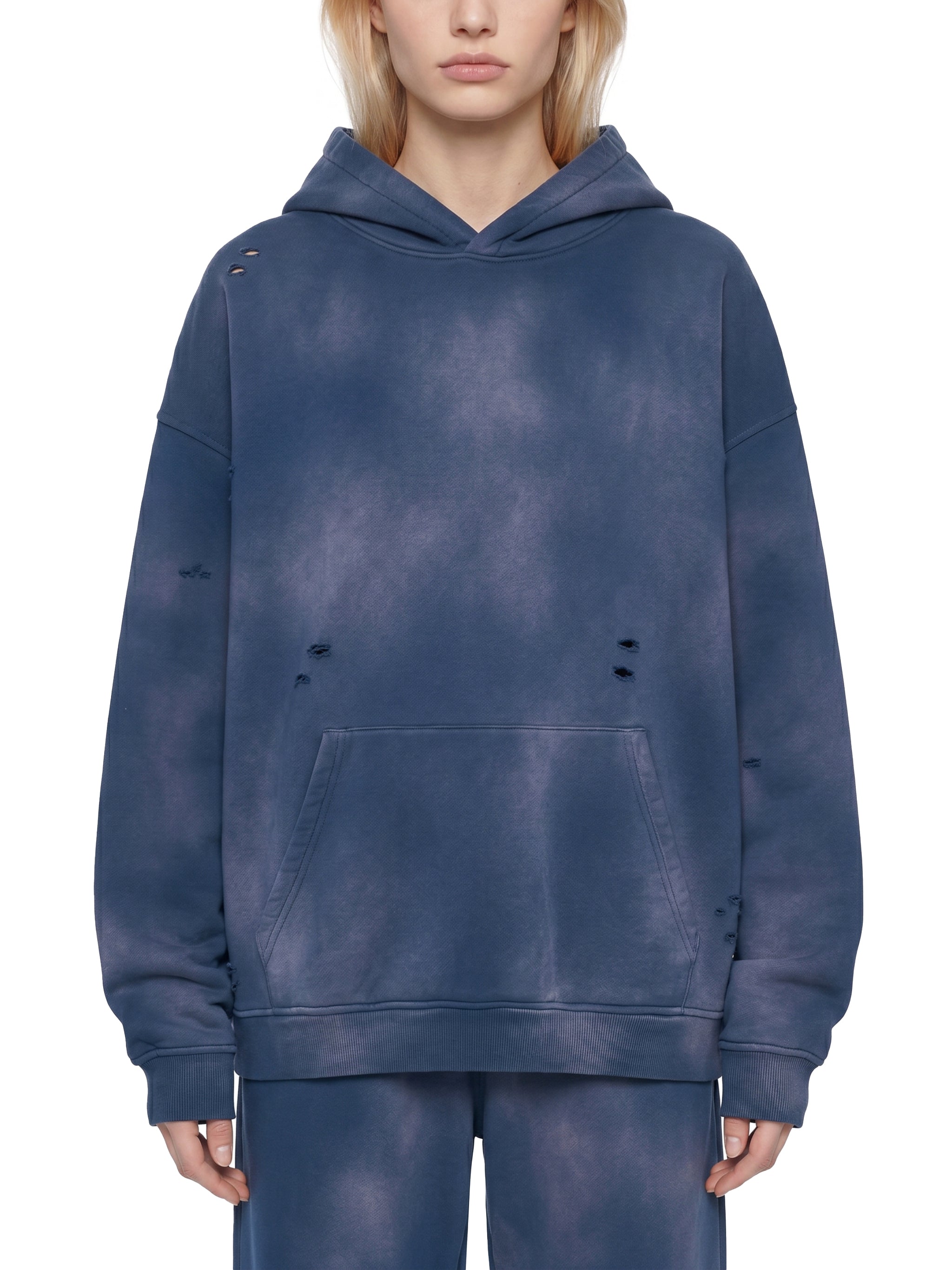 Biba Krown Empire Unisex Sunfade Frayed Fleece Hoodie