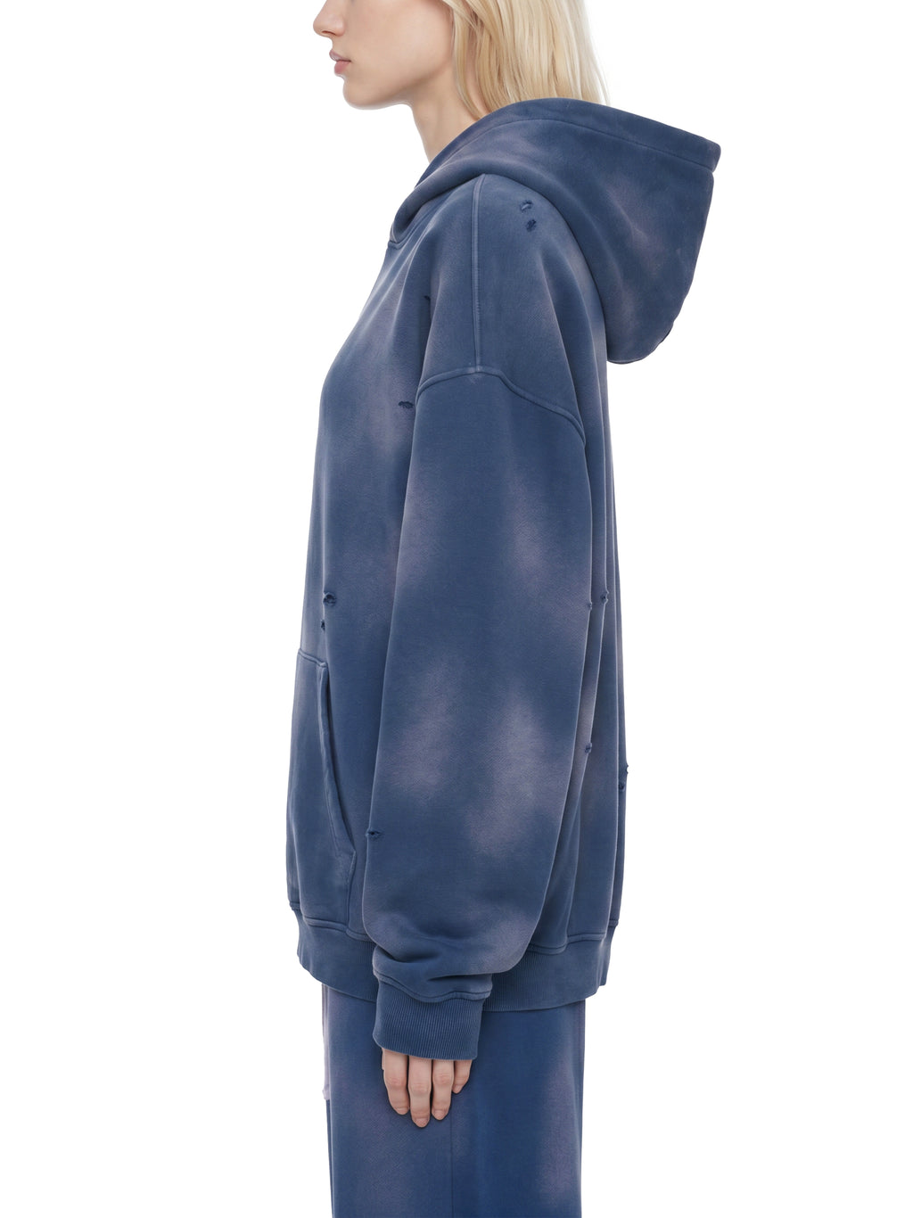 Biba Krown Empire Unisex Sunfade Frayed Fleece Hoodie