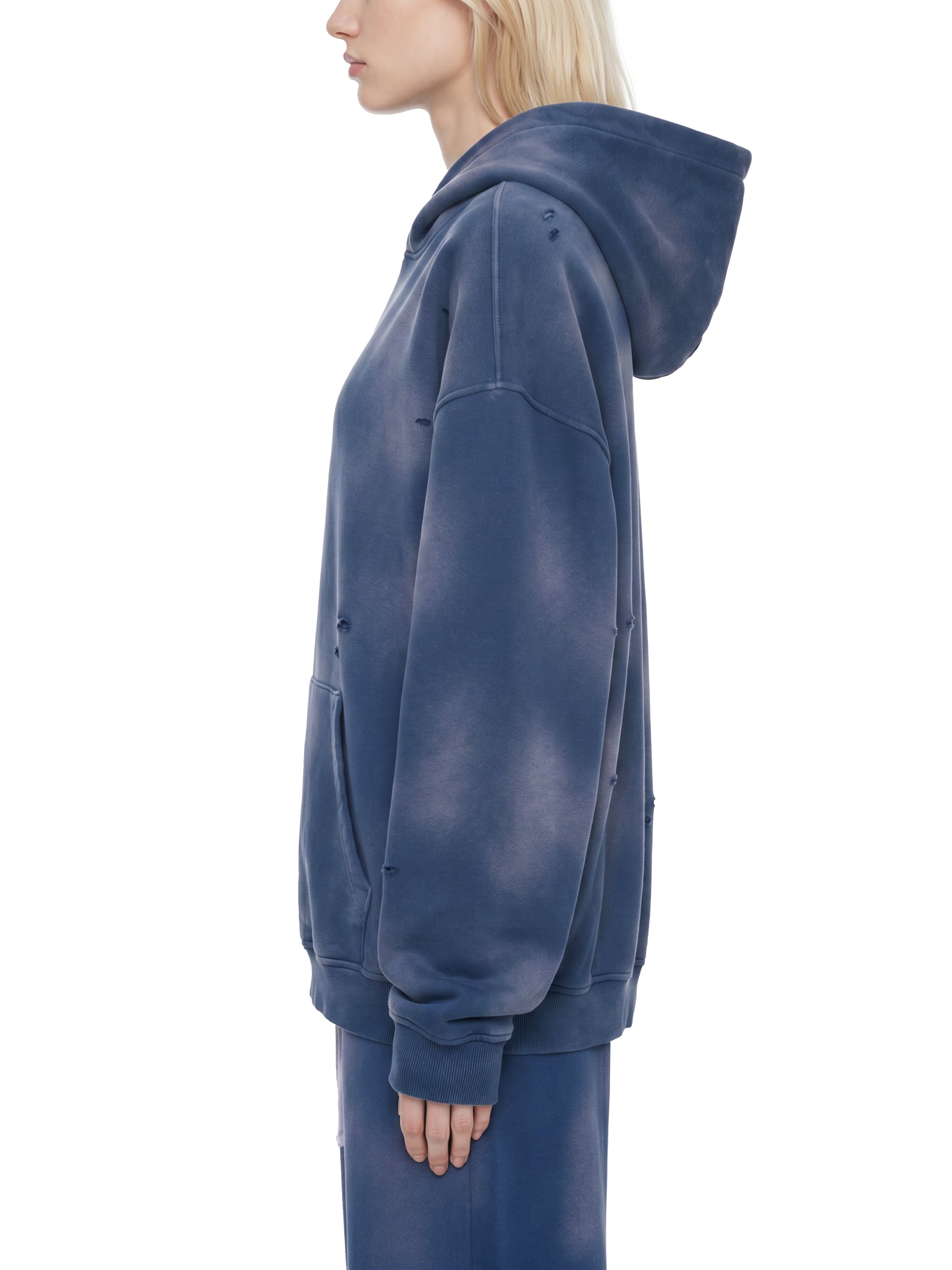 Biba Krown Empire Unisex Sunfade Frayed Fleece Hoodie