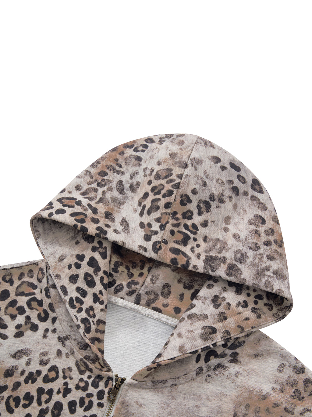 Biba Krown Empire Unisex Vintage Wash Leopard Full Zip Hoodie