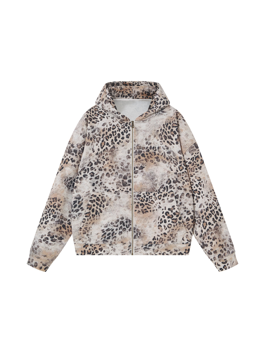 Biba Krown Empire Unisex Vintage Wash Leopard Full Zip Hoodie