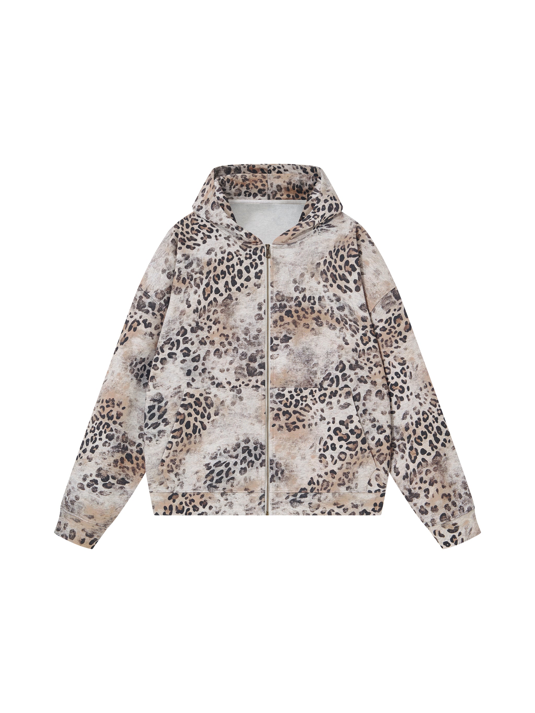Biba Krown Empire Unisex Vintage Wash Leopard Full Zip Hoodie