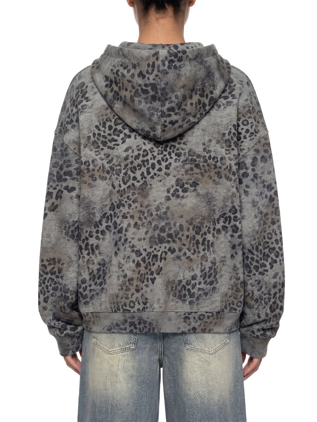 Biba Krown Empire Unisex Vintage Wash Leopard Full Zip Hoodie