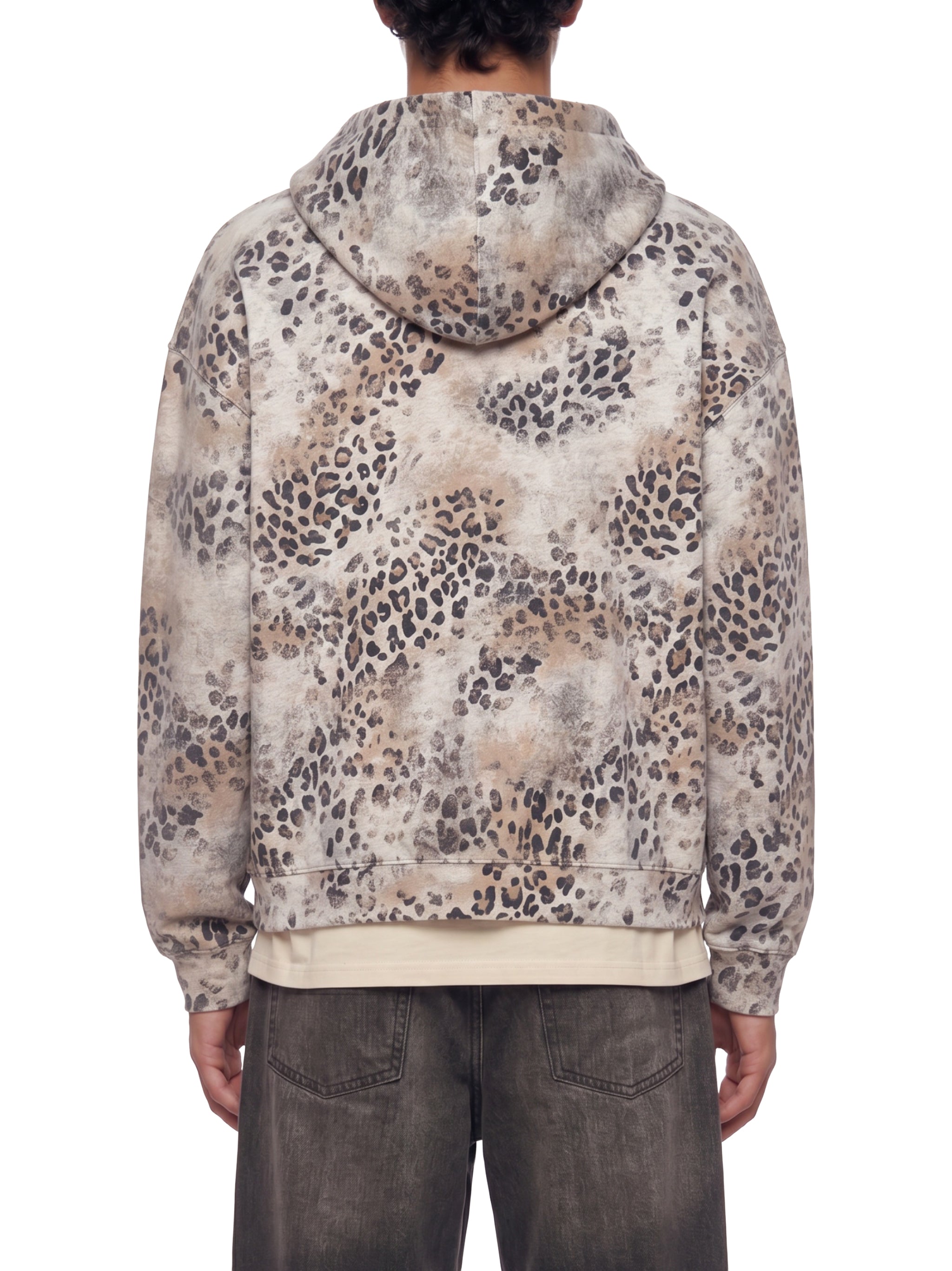 Biba Krown Empire Unisex Vintage Wash Leopard Full Zip Hoodie