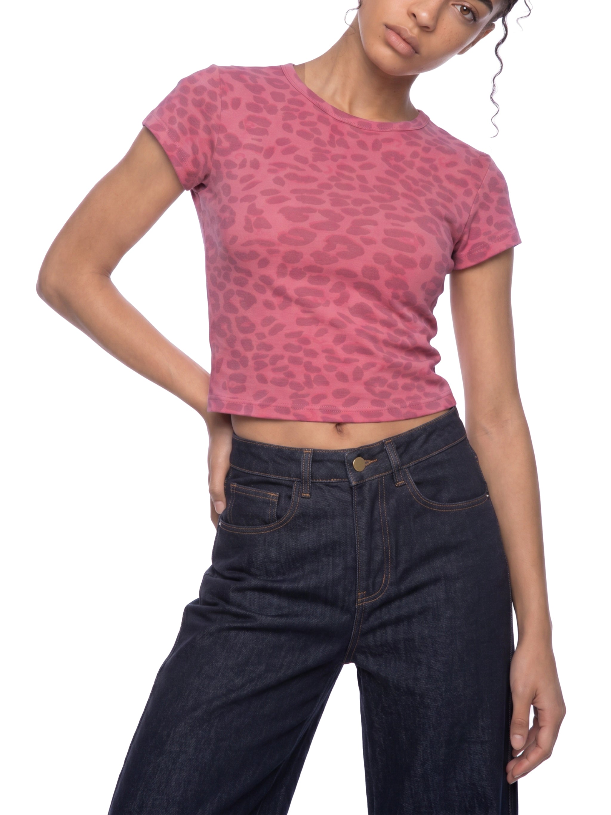 Krown Women’s Leopard Print Crop T-Shirt