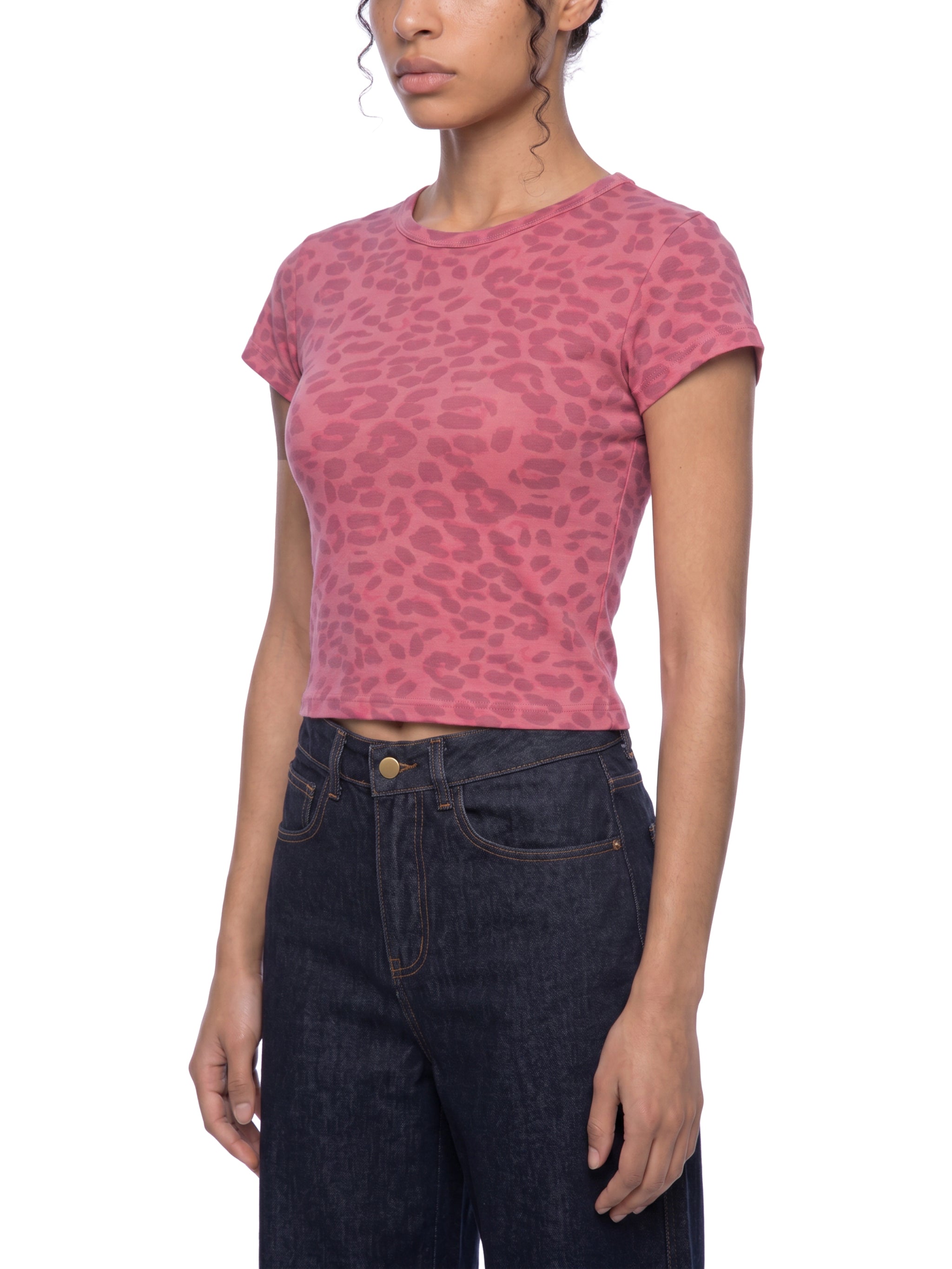 Krown Women’s Leopard Print Crop T-Shirt