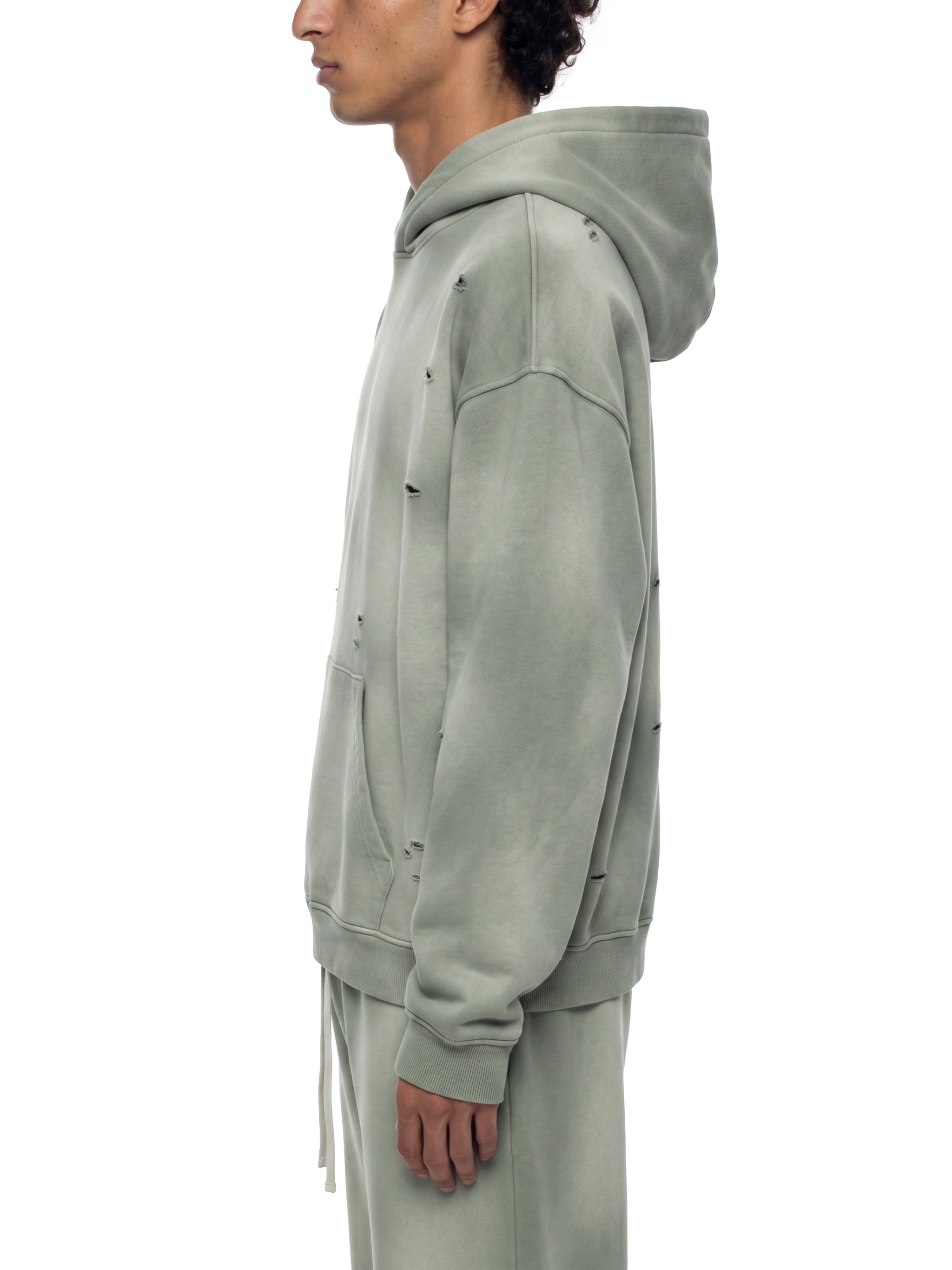 Biba Krown Empire Unisex Sunfade Frayed Fleece Hoodie