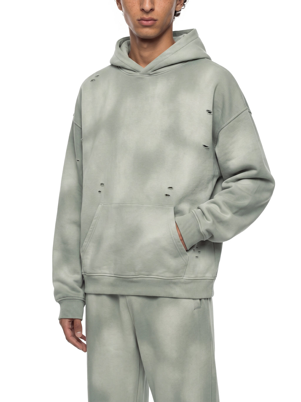 Biba Krown Empire Unisex Sunfade Frayed Fleece Hoodie